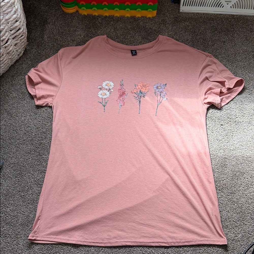 SHEIN Curve Dusty Pink Crewneck Tee